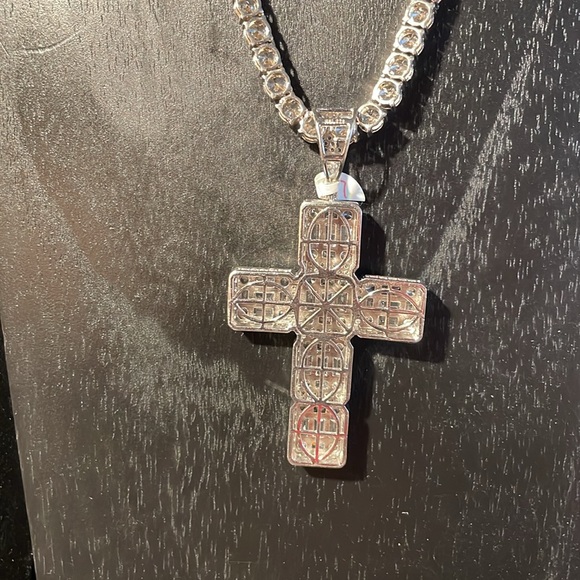 Sterling silver tennis chain set with pendant piece - Picture 3 of 10